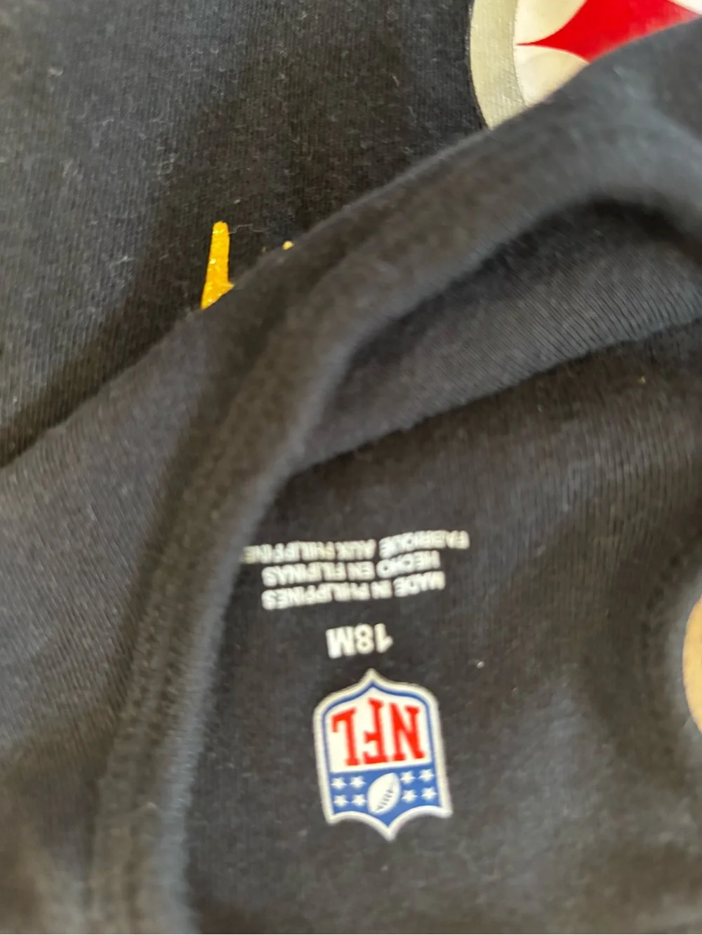 NFL Pittsburgh Steelers Black Baby Bodysuit with Gold Accent 18M